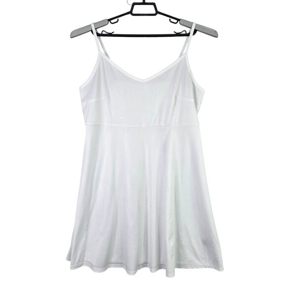 Womens White Sleeveless Slip Dress Adjustable Straps & V-Neckline Polyester XL - Picture 1 of 8